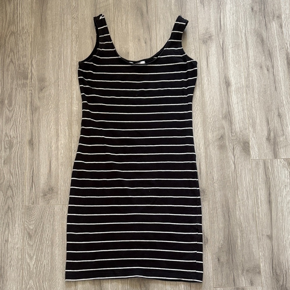 Tag Black and White Striped Mini Dress